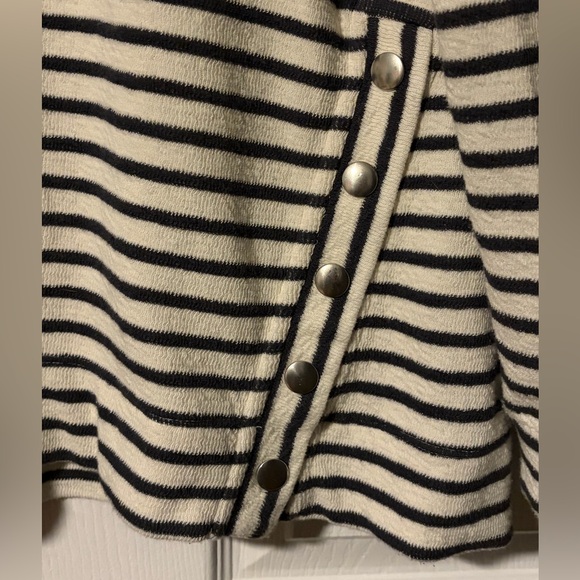 Lou & Grey Side Button Accent Striped Terry Sweater - Picture 4 of 6